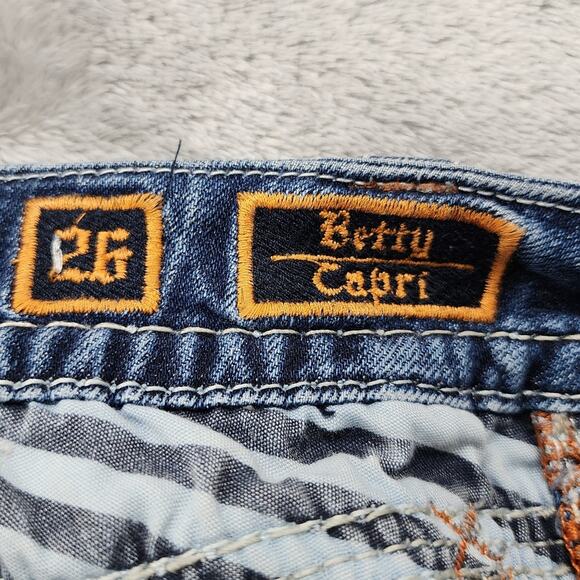 Rock Revival Jeans Womens 26 Blue Low Rise Betty Cropped Capri Skinny Stretch - Picture 8 of 16